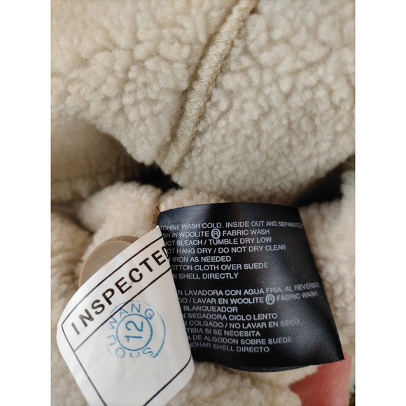 St Johns Bay Womens Jacket Large Beige Leather Suede Sherpa Lined Soft Washable - Picture 10 of 15